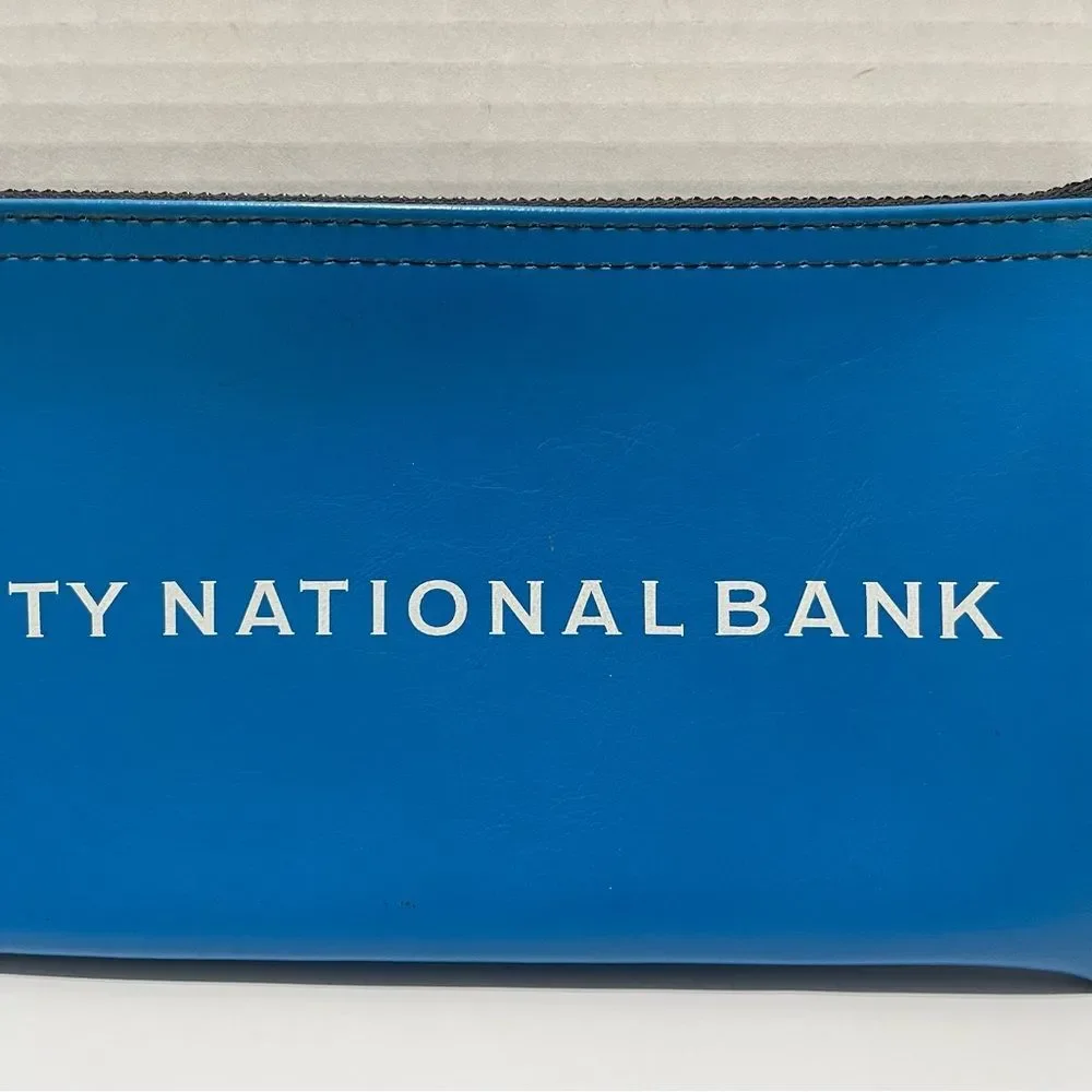 City National Bank Bank Deposit Bag CNB Miami Florida Blue Zip Close Vintage